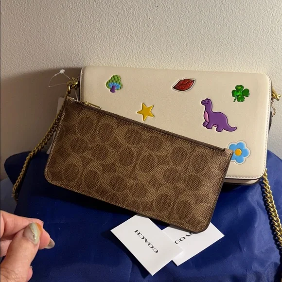 Authentic Coach Cream Crossbody Bag with Colorful Patches - Picture 6 of 16